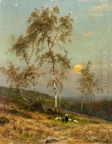 Heimkehr Von Der Weide Oil Painting by Carl Ludwig Fahrbach