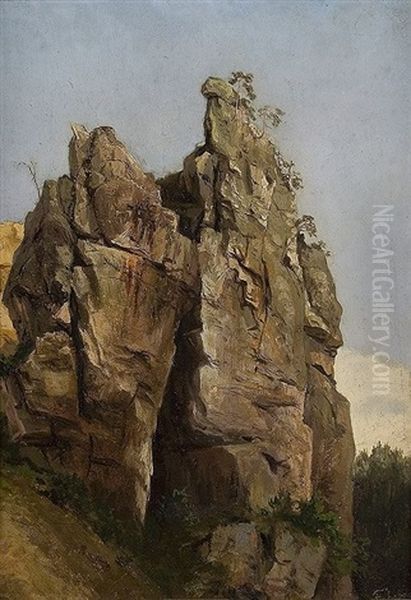 Felsformation Oil Painting by Carl Ludwig Fahrbach