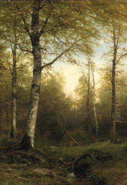 In The Wood Oil Painting by Carl Ludwig Fahrbach