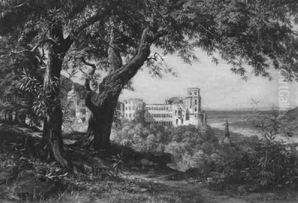 Das Heidelberger Schloss Oil Painting by Carl Ludwig Fahrbach