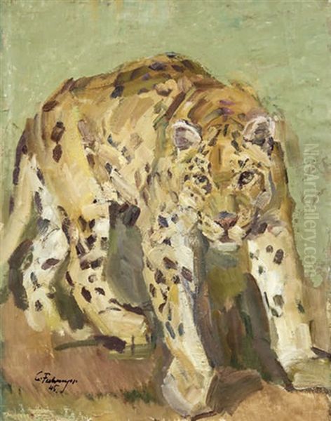 Leopard Oil Painting by Carl Fahringer