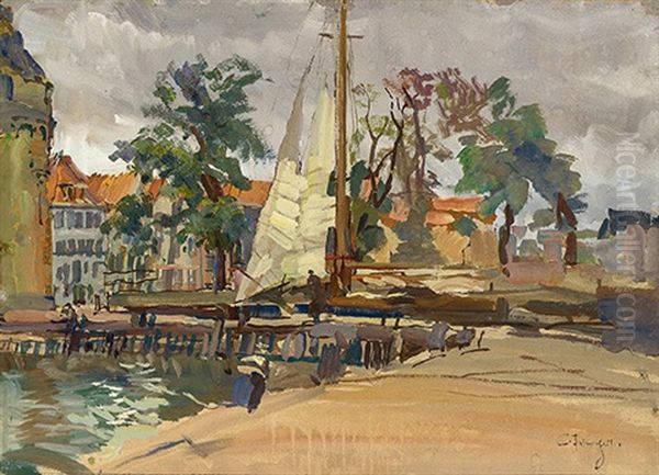 Hafen Horn Oil Painting by Carl Fahringer