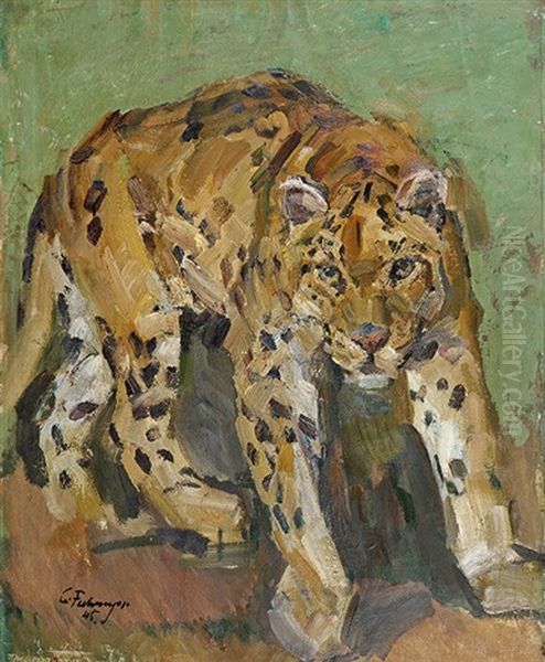 Leopard Oil Painting by Carl Fahringer