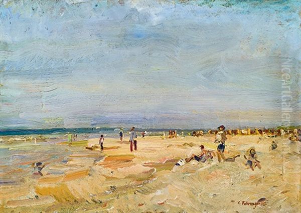 Scheveningen Oil Painting by Carl Fahringer