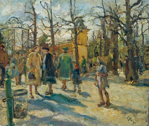 Sonntag In Schonbrunn Oil Painting by Carl Fahringer