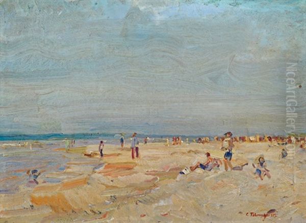 Scheveningen Oil Painting by Carl Fahringer