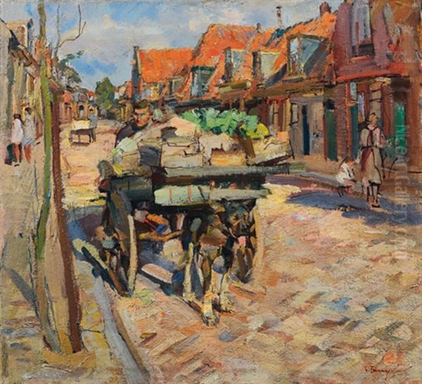 Gemusehandler In Hoorn Oil Painting by Carl Fahringer