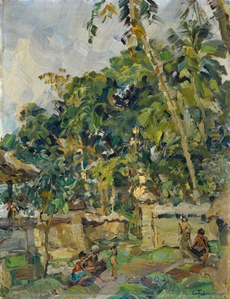 Dorf In Indonesien Oil Painting by Carl Fahringer