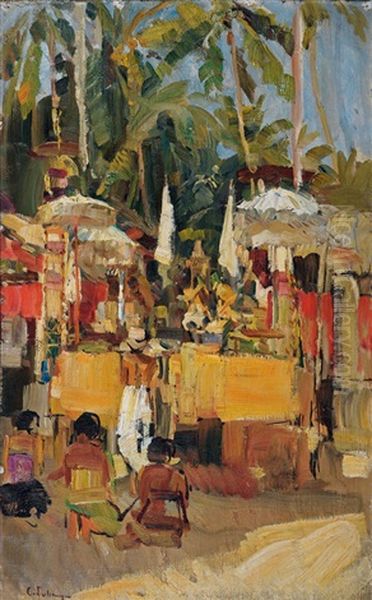 Bali, Gebetsszene Oil Painting by Carl Fahringer