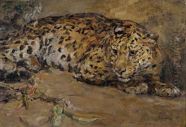 Leopard Oil Painting by Carl Fahringer