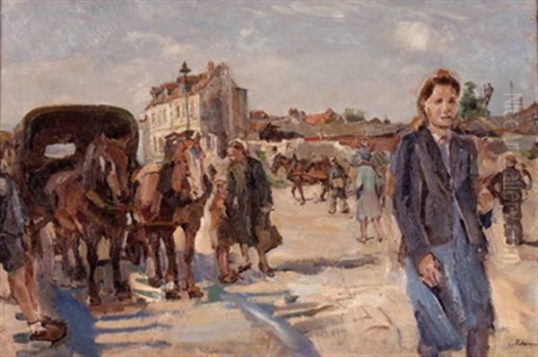 Alltag Am Stadtrand Oil Painting by Carl Fahringer