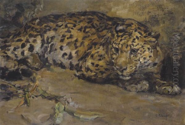 Leopard Oil Painting by Carl Fahringer