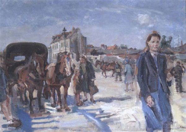 Bauernmarkt Oil Painting by Carl Fahringer