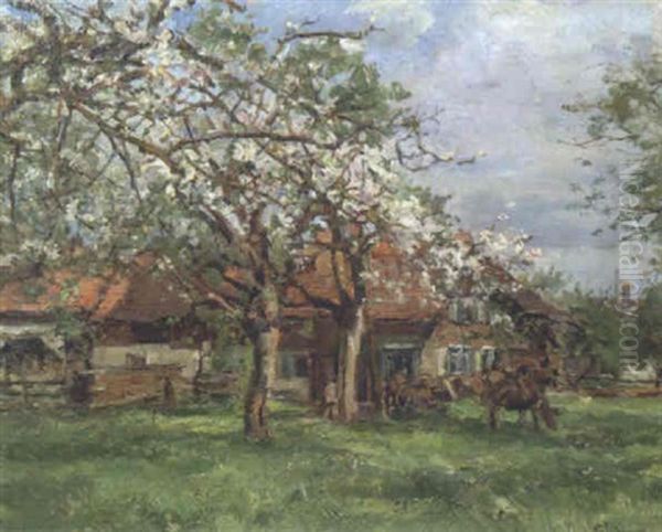 Bluhende Obstbaume Oil Painting by Carl Fahringer