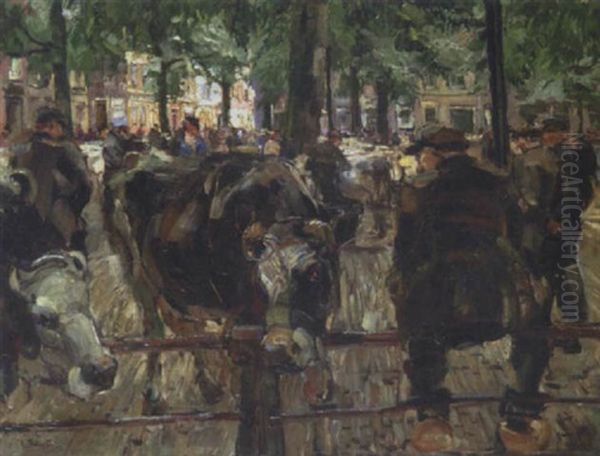 Bauernmarkt Oil Painting by Carl Fahringer