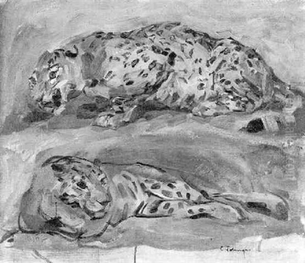 Leopard Oil Painting by Carl Fahringer