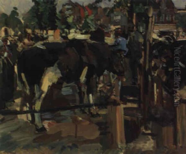 Rindermarkt Oil Painting by Carl Fahringer