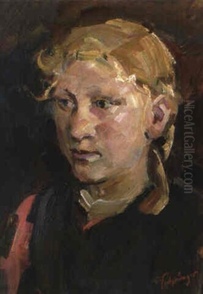 Blondes Madchen Oil Painting by Carl Fahringer