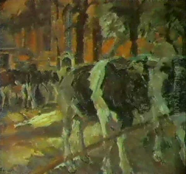 Kuhmarkt Oil Painting by Carl Fahringer