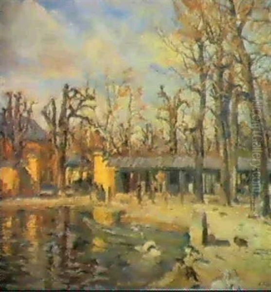 Tiergarten In Schonbrunn Oil Painting by Carl Fahringer