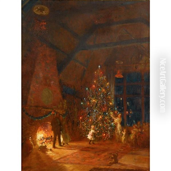 Christmas Eve In The Studio Oil Painting by Mary Louise Fairchild