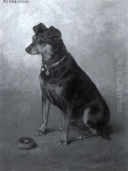 "monkeyano," Manchester Terrier Oil Painting by Frances C. Fairman