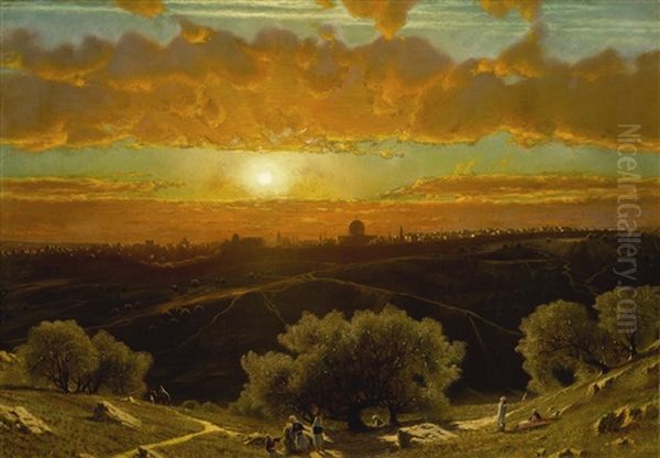 Jerusalem From The Mount Of Olives Oil Painting by James Fairman