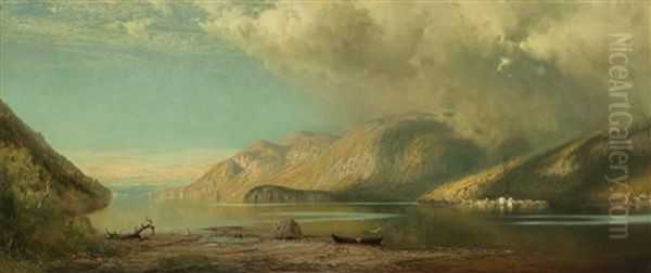 View Of The Upper Hudson River At Storm King Oil Painting by James Fairman