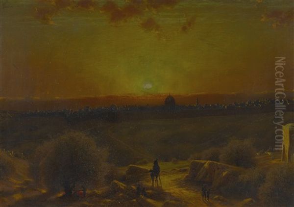 View Of Jerusalem Oil Painting by James Fairman