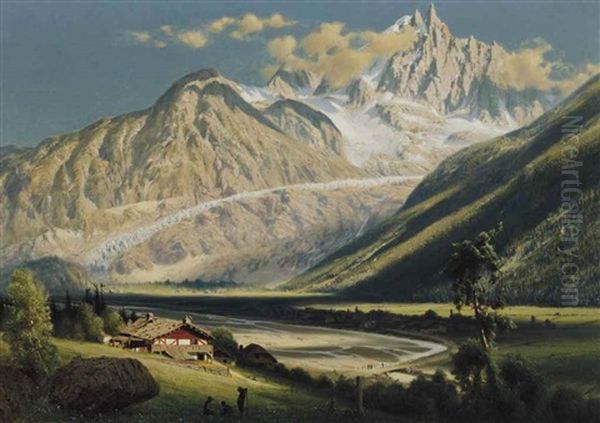 Alpine Landscape With River Oil Painting by James Fairman