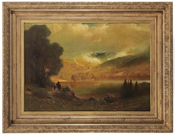 Rider By A Mountain Lake Oil Painting by James Fairman