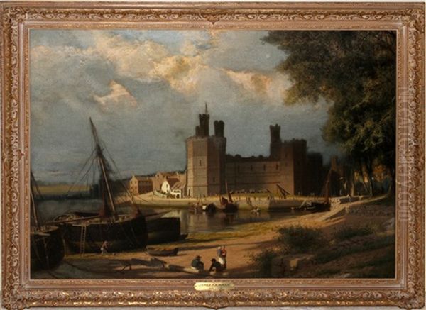 Castle With Harbor Oil Painting by James Fairman