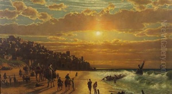 View Of Jaffa Oil Painting by James Fairman