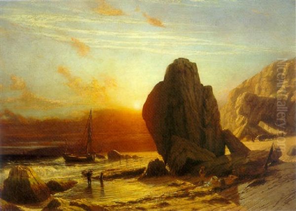 Sunset On The Coast Of Corsica Oil Painting by James Fairman