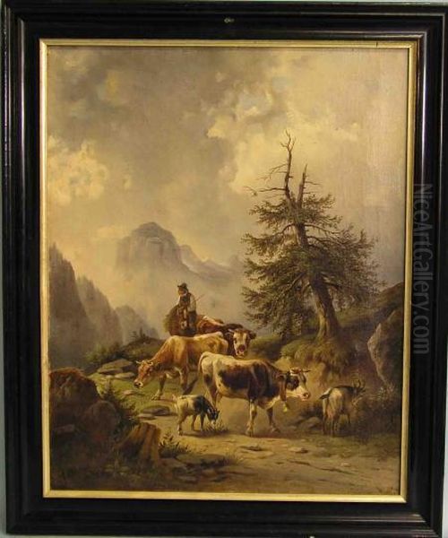 Almabtrieb Oil Painting by Anton Asmussen