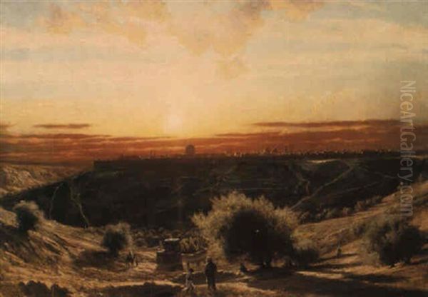 Jerusalem From The Mount Of Olives Oil Painting by James Fairman