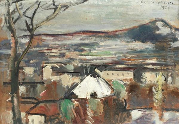 Salzburg Vom Monchsberg Gegen Heuberg, Im Spatwinter Oil Painting by Anton Faistauer