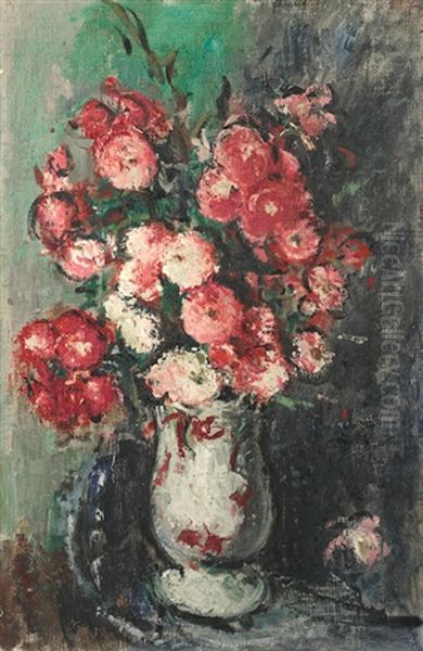 Blumenstrauss In Weisser Vase Oil Painting by Anton Faistauer