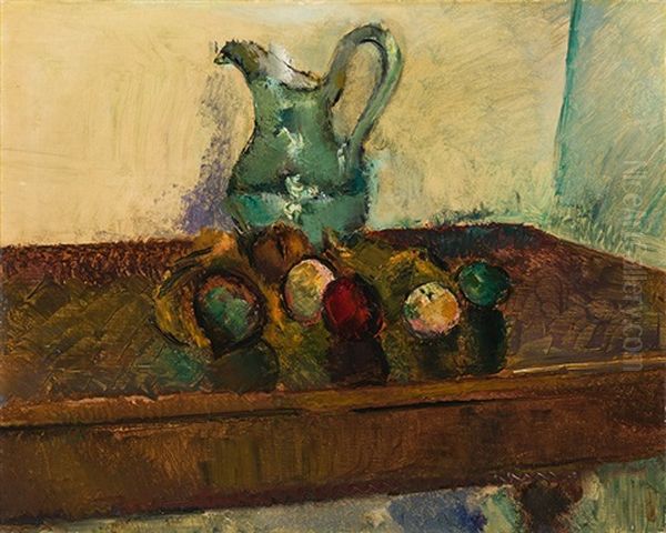 Apple Still Life With Jar Oil Painting by Anton Faistauer