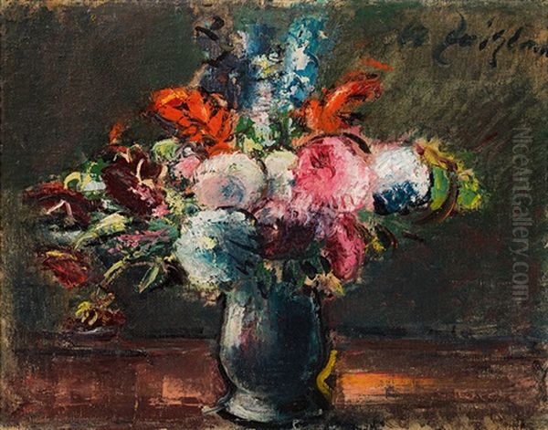 Flower Bouquet In Vase Oil Painting by Anton Faistauer