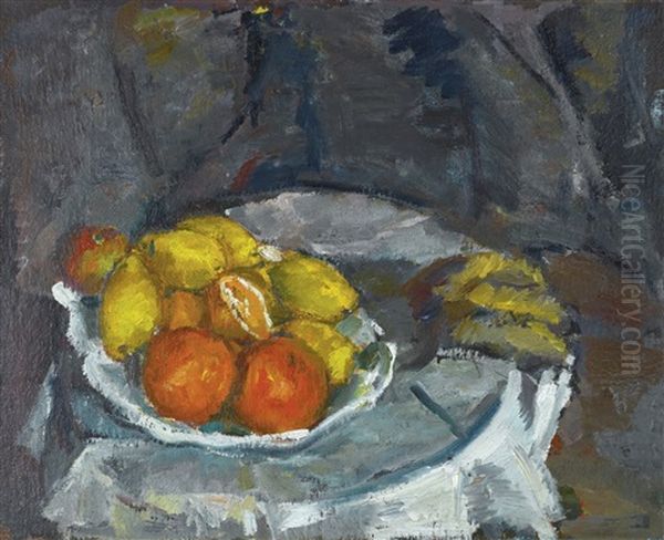 Still Life With Fruit Oil Painting by Anton Faistauer