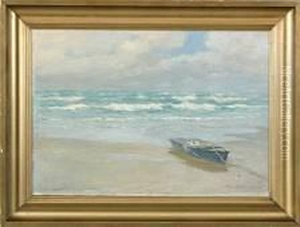 Costal Scene With Dinghy Oil Painting by Christian Asmussen