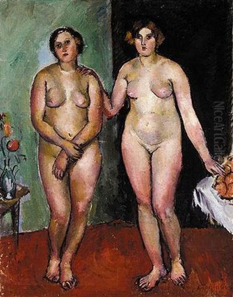 Doppelakt (two Nudes) Oil Painting by Anton Faistauer