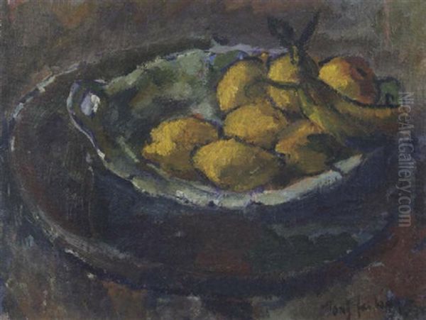 Obstilleben In Keramikschale Oil Painting by Anton Faistauer