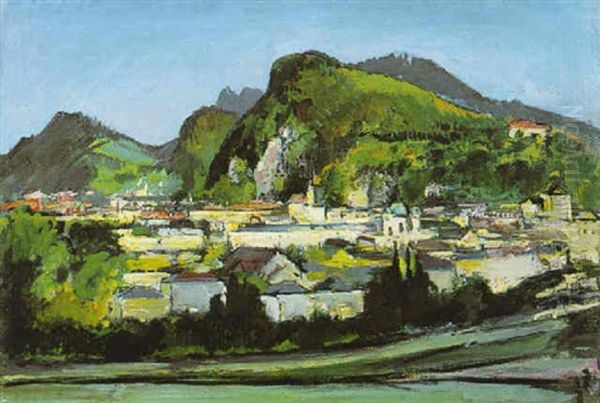 Salzburg Vom Monchsberg Gegen Heuberg, Kapuzinerberg Und Gaisberg by Anton Faistauer