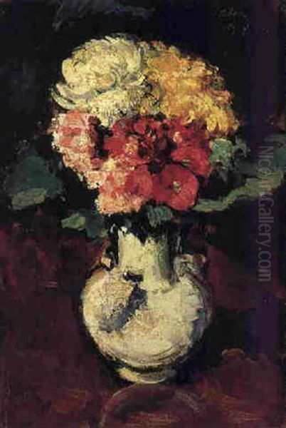 Blumen In Weiser Vase Oil Painting by Anton Faistauer