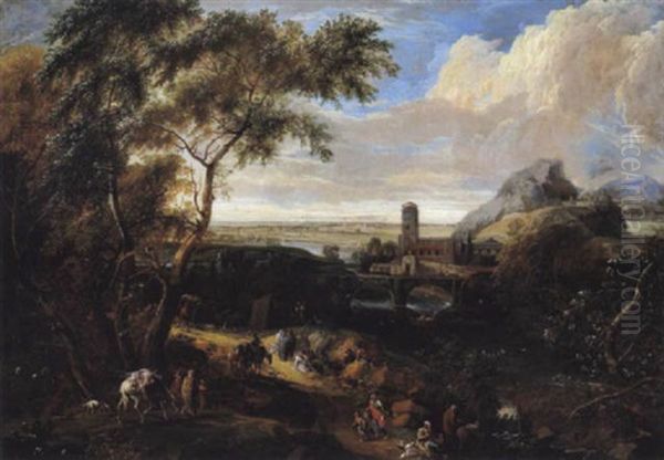 Heroische Landschaft Mit Reisenden Oil Painting by Anton Faistenberger