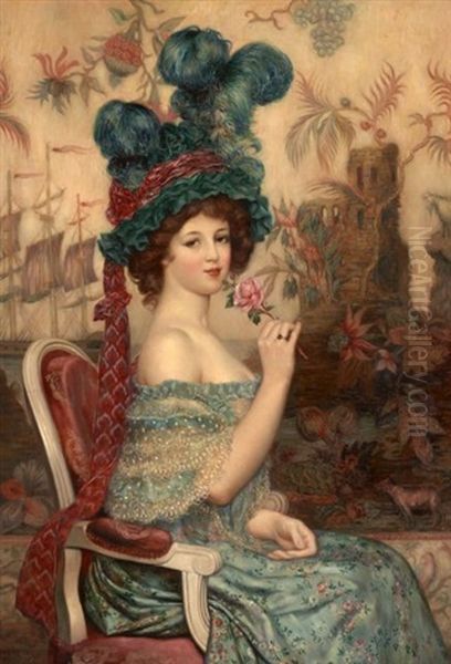 Elegante A La Rose Oil Painting by Abel Faivre