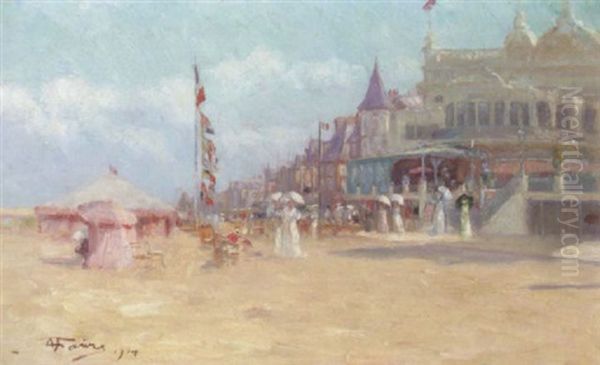 Beach Scene Oil Painting by Abel Faivre