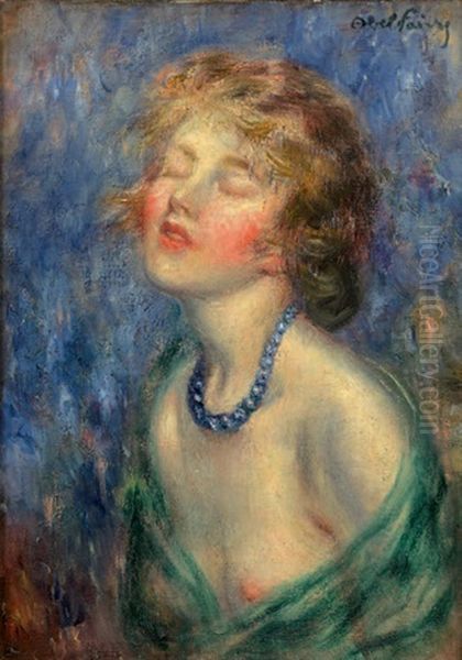 Le Collier De Perles Bleues Oil Painting by Jules-Abel Faivre